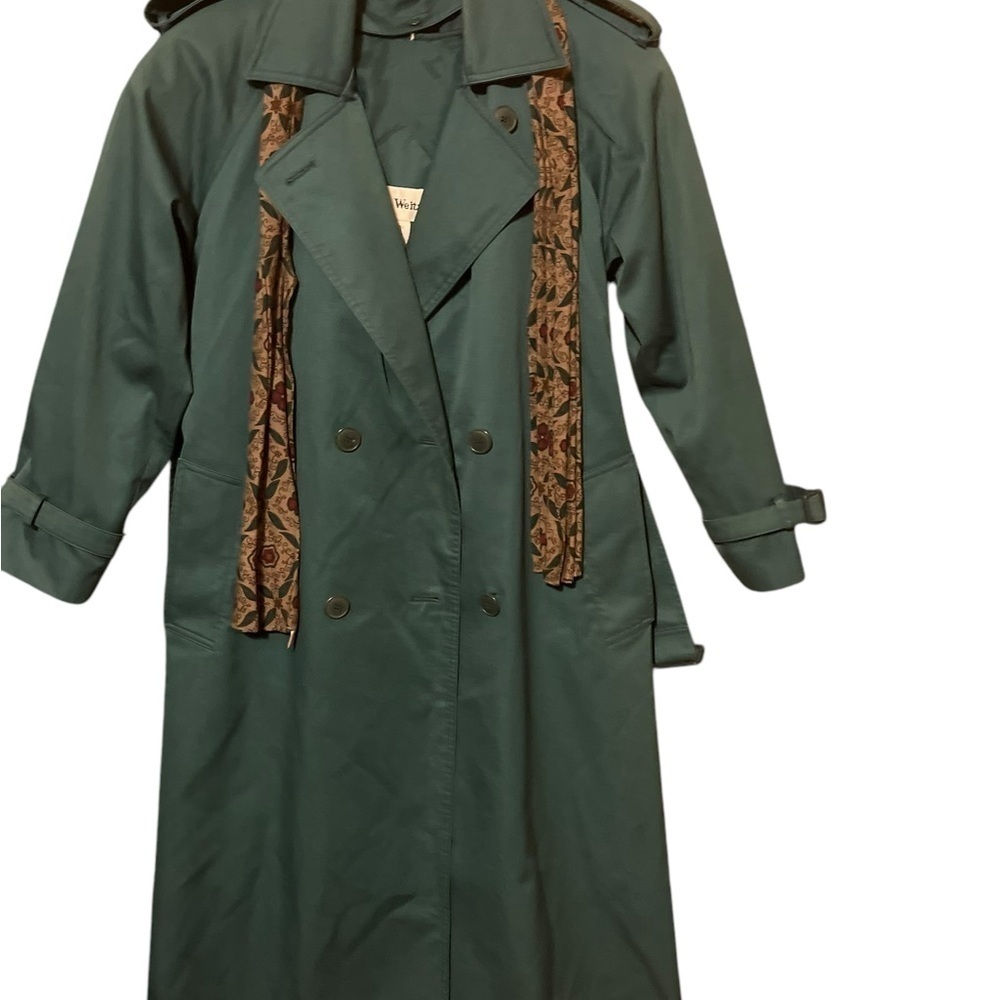John Weitz Trench Coat Womens 2P Designer Quiet Luxury Rain Overcoat Jacket Work